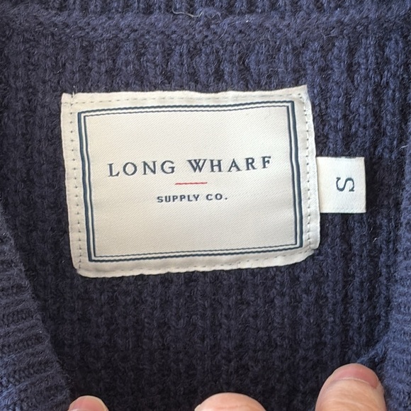 Long Wharf Women Rye SeaWell Sweater Small Navy Blue Shaker Thick Knit Warm EUC - Picture 4 of 8